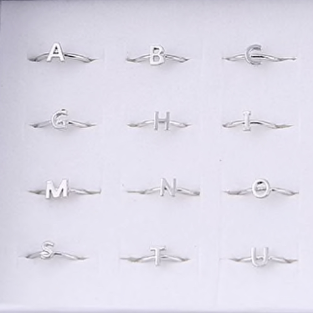Letter M Initial Silver Open Ended Ring - Picture 3 of 6